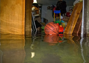 A flooded basement bedroom in Kent Acres
