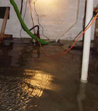 Several feet of floodwaters in a Riverview  basement