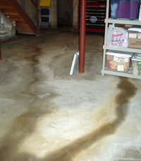 Flooding entering a basement through a floor crack in Laurel