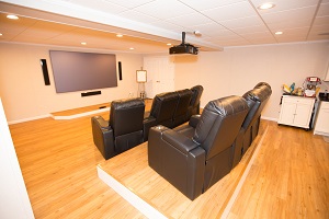 A basement turned into a home theater in Dover