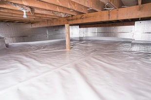 A complete crawl space vapor barrier in Lewes installed by our contractors